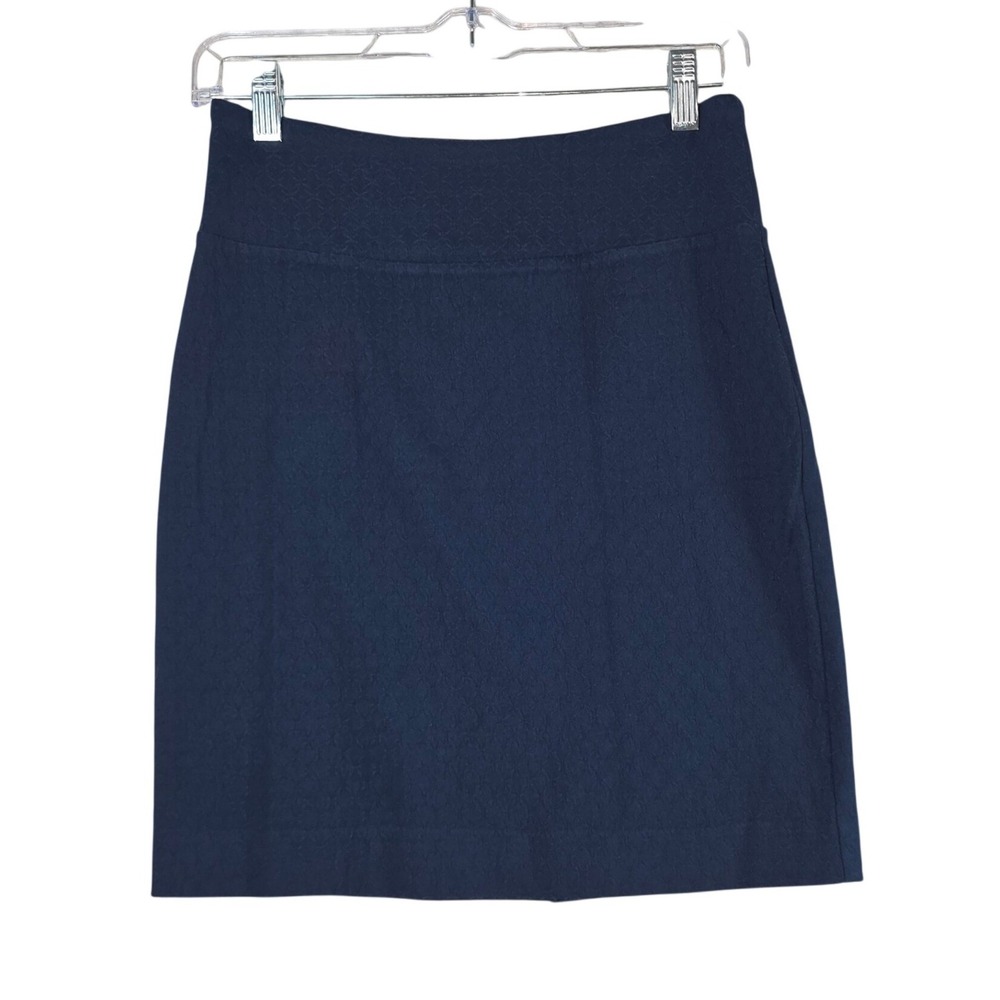Margaret M Skirt Navy Blue Textured Stretch Pencil Small Petite Office, Career